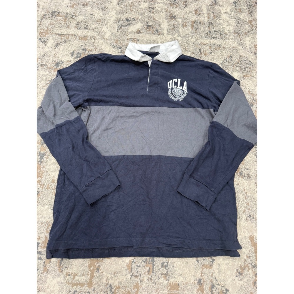 Cotton On UCLA Bruins Rugby Shirt Mens Large Navy Grey Long Sleeve Cotton